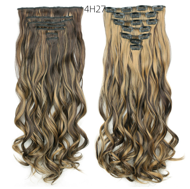 Calles set de 7 extensii păr clip-in, bucle sintetice, fibre rezistente la căldură, volum