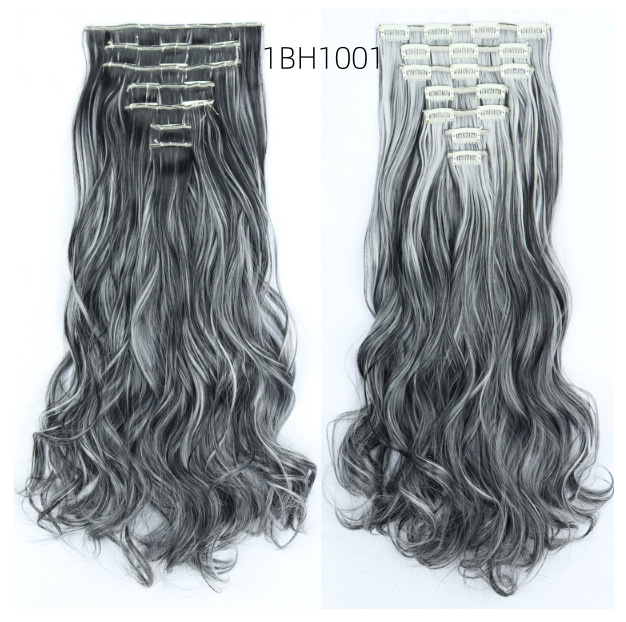 Calles set de 7 extensii păr clip-in, bucle sintetice, fibre rezistente la căldură, volum