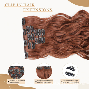 Set clip-in păr, fibre rezistente la temperaturi înalte, volum, procesare mecanică, fără vopsire sau permanentă