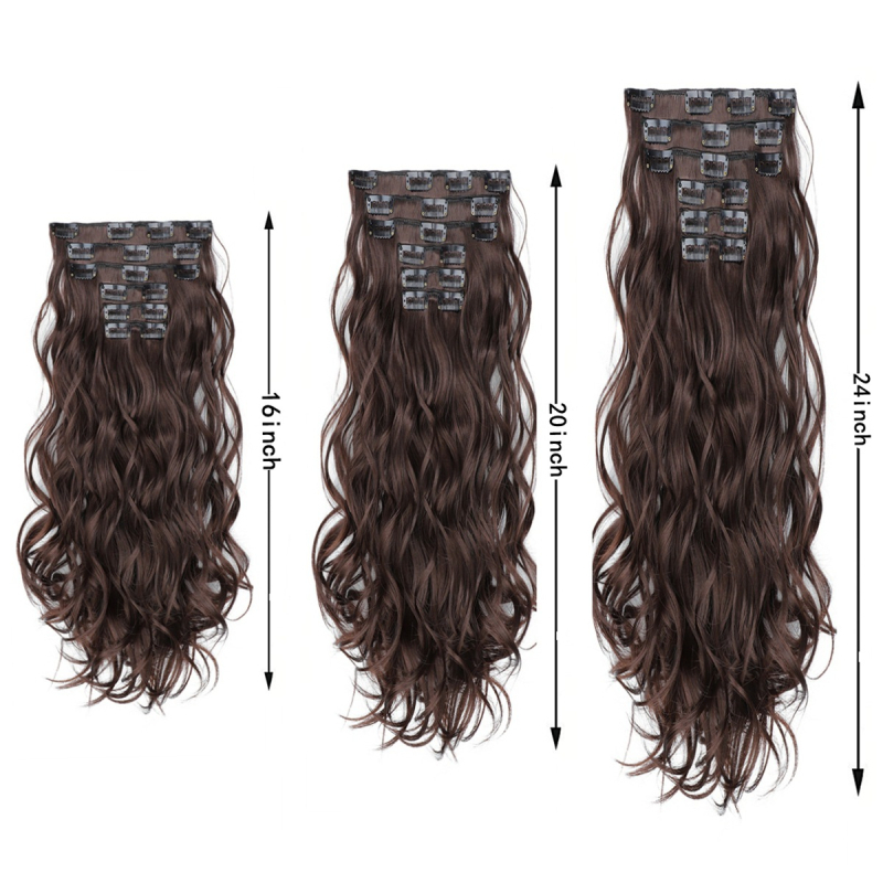 Set clip-in păr, fibre rezistente la temperaturi înalte, volum, procesare mecanică, fără vopsire sau permanentă