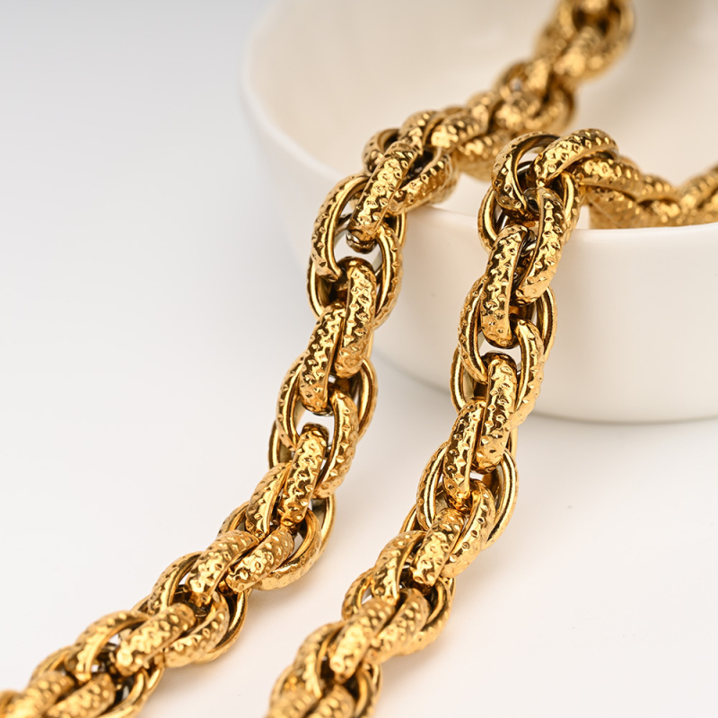 Miaohu lanț din oțel inoxidabil cu nucleu plat, design răsucit dublu încrucișat, electroplated și personalizabil