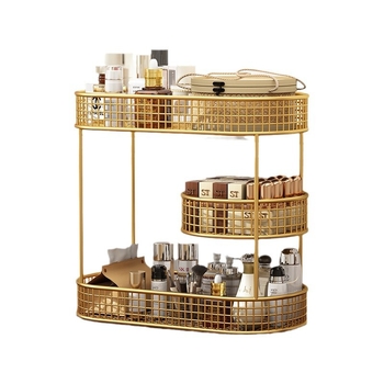 Metalni kozmetički spremnik i stolni organizator — moderni minimalistički stil, prašinu otporan ormar za njegu kože, s otisnutim logom i prilagodljiv, lansiran 2024