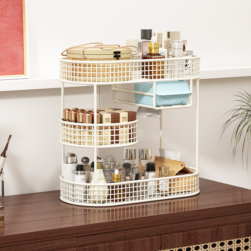 Metalni kozmetički spremnik i stolni organizator — moderni minimalistički stil, prašinu otporan ormar za njegu kože, s otisnutim logom i prilagodljiv, lansiran 2024