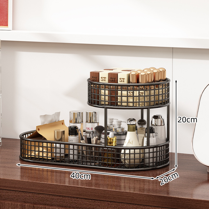 Metalni kozmetički spremnik i stolni organizator — moderni minimalistički stil, prašinu otporan ormar za njegu kože, s otisnutim logom i prilagodljiv, lansiran 2024