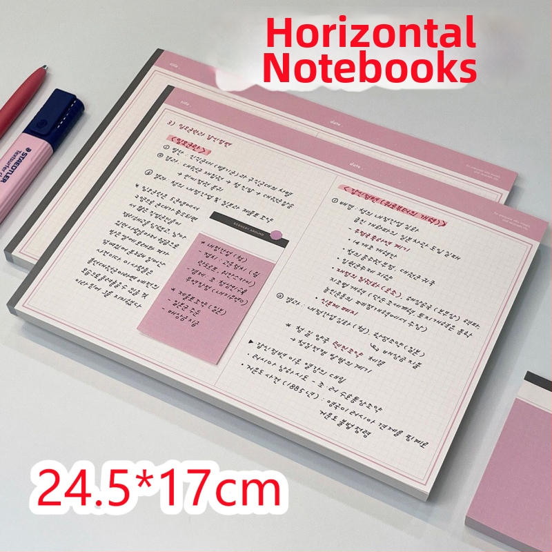 Zápisník s horizontálnym formátom, perforovanými stranami, prémiový na štúdium, extra hrubý papier, tvar papierovej tehly