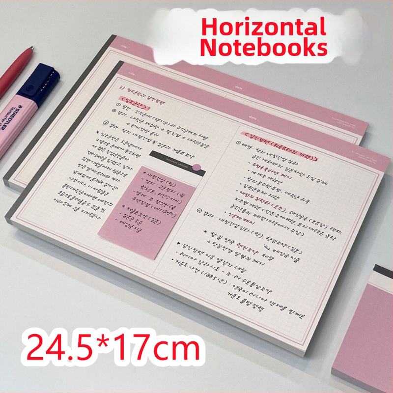 Zápisník s horizontálnym formátom, perforovanými stranami, prémiový na štúdium, extra hrubý papier, tvar papierovej tehly