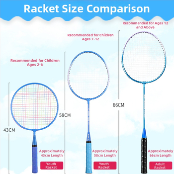 Detská raketa na badminton s posilnenou odolnosťou – pre deti vo veku 2–12 rokov, rám: železná zliatina, hmotnosť 95–100 g, nylonové šnúry