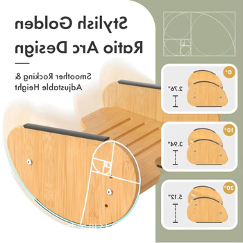 Drveni taburet za stopala s ergonometrijskim ljuljačkim pedalom, podesiva visina, model 0922, moderni minimalistički stil