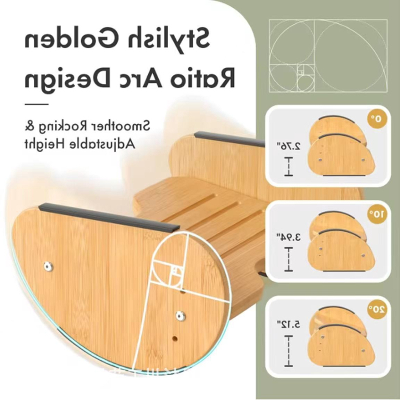 Drveni taburet za stopala s ergonometrijskim ljuljačkim pedalom, podesiva visina, model 0922, moderni minimalistički stil