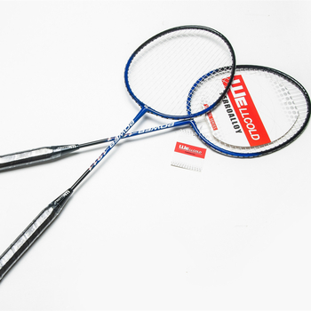 Rachetă de badminton cu cadru din aliaj de fier, șnururi din nailon, greutate 95–100 g, mâner G3, lovire orizontală (2 buc.)