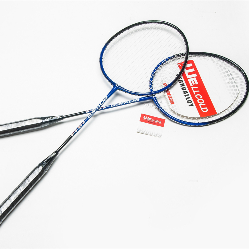 Rachetă de badminton cu cadru din aliaj de fier, șnururi din nailon, greutate 95–100 g, mâner G3, lovire orizontală (2 buc.)