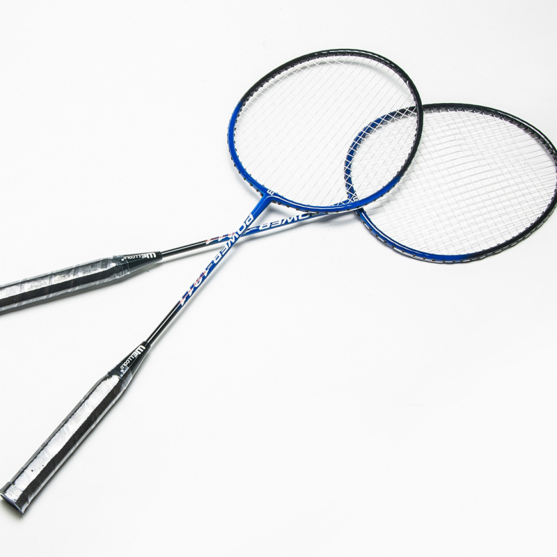 Rachetă de badminton cu cadru din aliaj de fier, șnururi din nailon, greutate 95–100 g, mâner G3, lovire orizontală (2 buc.)