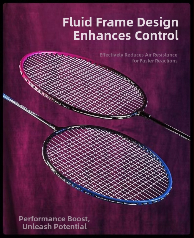 Badminton raketa ultraľahká pre amatérskych juniorov, Ferroalloy rám, hmotnosť 95–100 g, rovný shaft, rukoväť G1