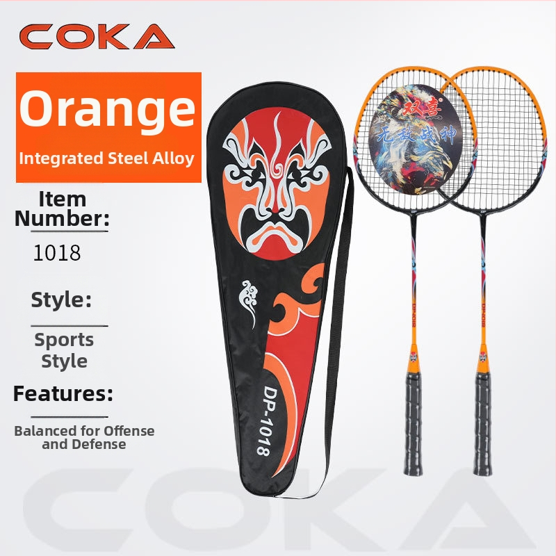 Badmintonová raketa Coca s rámom z oceľového zliatiny, nylonové struny, pre amatérskych začiatočníkov, hmotnosť 95–100 g, hrúbka rukoväte G5
