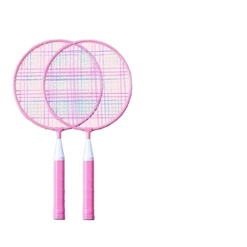 Rachetă de badminton pentru copii, ramă dreaptă, material ramă: aliaj de fier, greutate 95–100 g, grosime priză G2, rigiditate ax medie