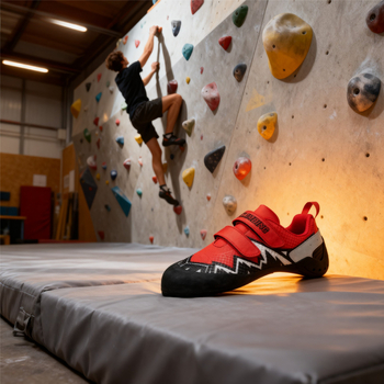 Unisex παπούτσια αναρρίχησης για εσωτερικό μπολντέρνγκ, Velcro κλείσιμο, άνω μέρος από Super Fiber, αντιολισθητική εξωτερική σόλα από καουτσούκ, μεσαία σόλα από καουτσούκ