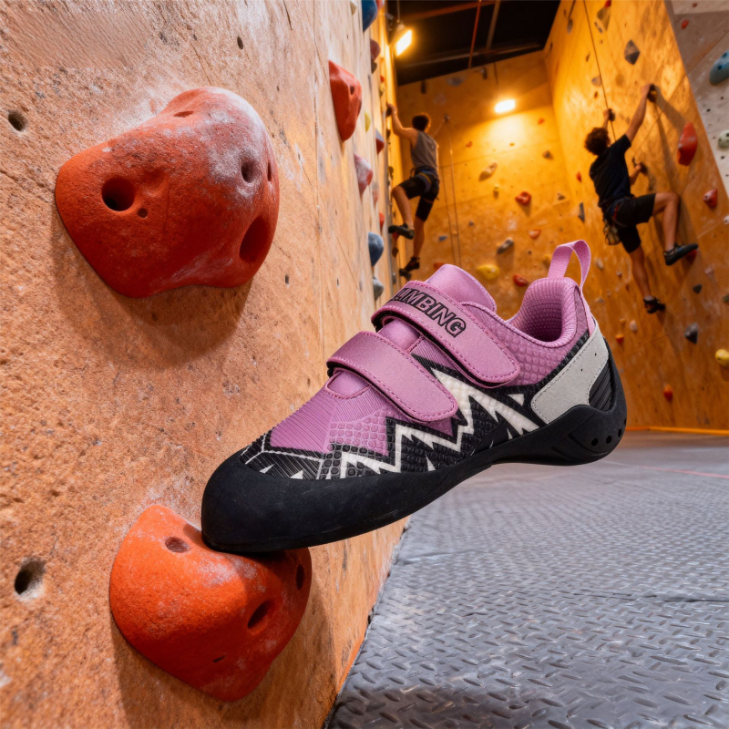 Unisex παπούτσια αναρρίχησης για εσωτερικό μπολντέρνγκ, Velcro κλείσιμο, άνω μέρος από Super Fiber, αντιολισθητική εξωτερική σόλα από καουτσούκ, μεσαία σόλα από καουτσούκ