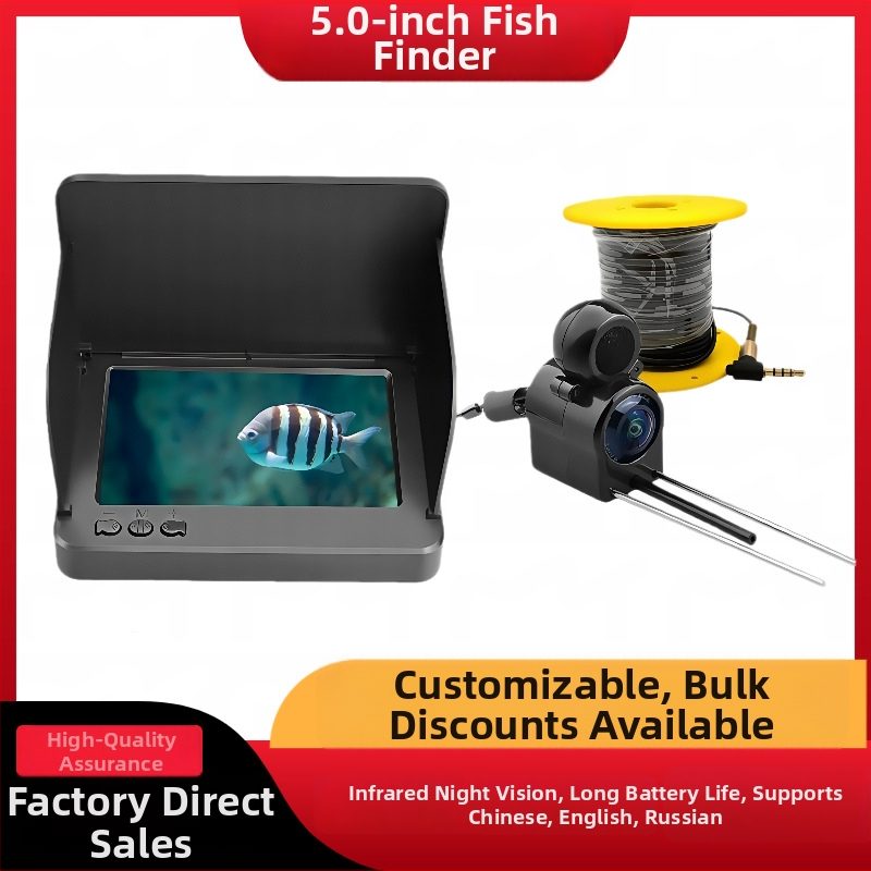 Podvodný rybársky detektor s 220° širokým uhlom, napájanie DC 10–18V, rozsah hĺbky 0,6–30 m, podpora jazyka Angličtina