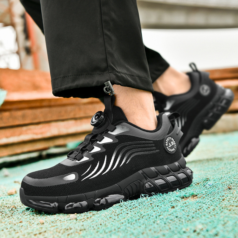 Pantofi de lucru cu plasă respirabilă, antiderapant, rezistenți, închidere cu cataramă, vârf rotund