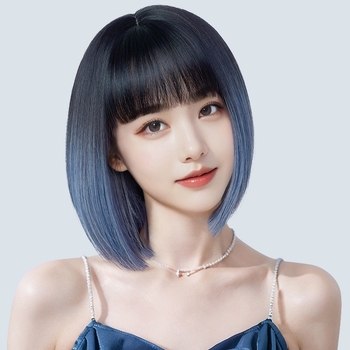 Perucă scurtă dreaptă cu breton, model 7008, fir mat rezistent la temperaturi înalte, procesare mecanică