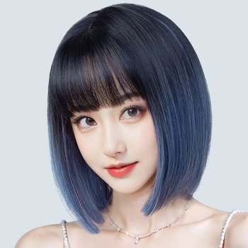 Perucă scurtă dreaptă cu breton, model 7008, fir mat rezistent la temperaturi înalte, procesare mecanică