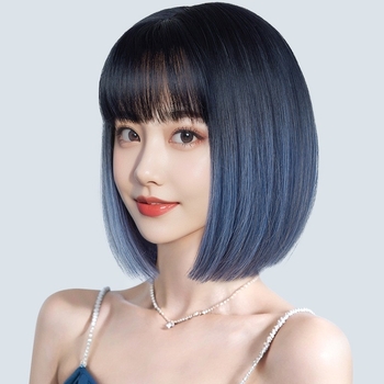 Perucă scurtă dreaptă cu breton, model 7008, fir mat rezistent la temperaturi înalte, procesare mecanică