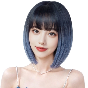 Perucă scurtă dreaptă cu breton, model 7008, fir mat rezistent la temperaturi înalte, procesare mecanică