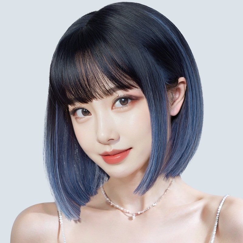 Perucă scurtă dreaptă cu breton, model 7008, fir mat rezistent la temperaturi înalte, procesare mecanică