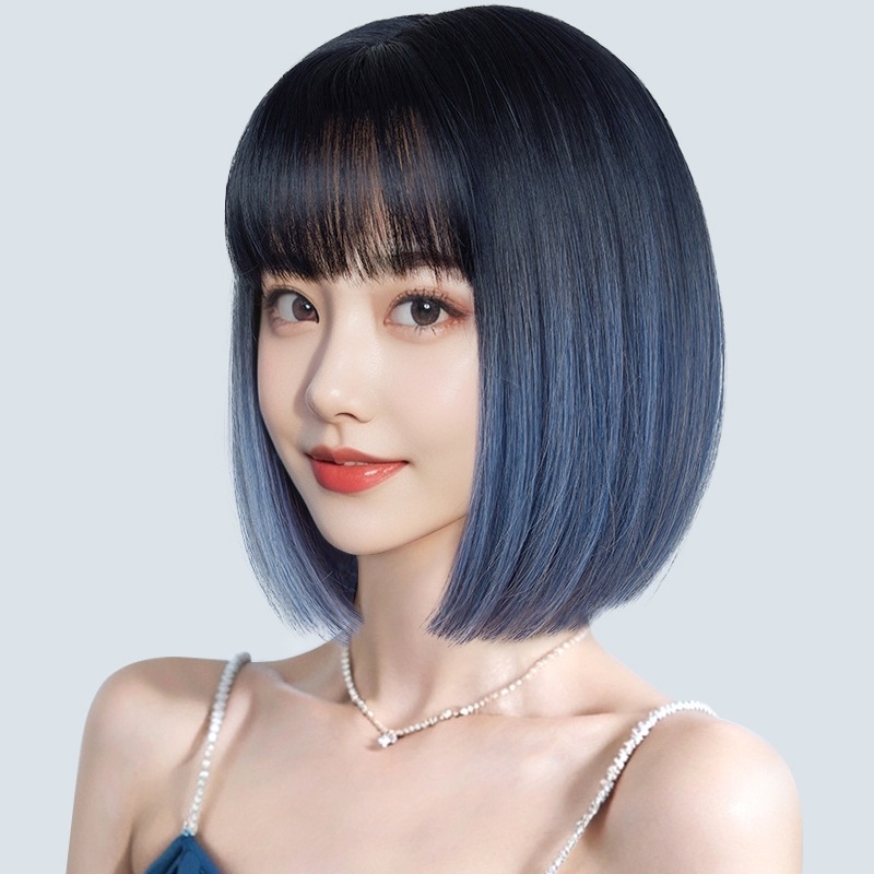 Perucă scurtă dreaptă cu breton, model 7008, fir mat rezistent la temperaturi înalte, procesare mecanică