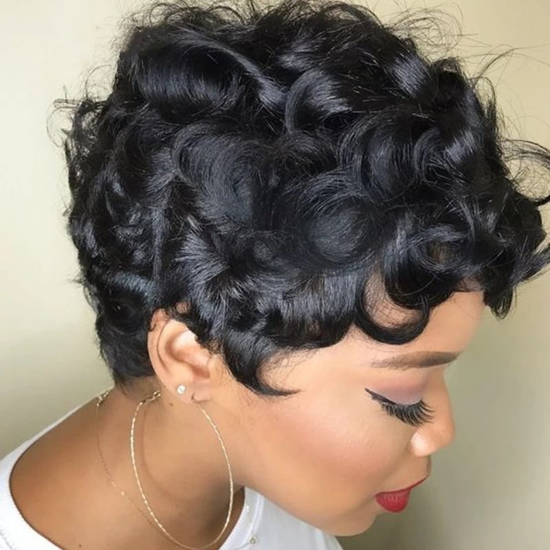 Rövid, göndör Afro Bob paróka