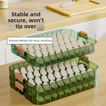 Cutie pentru gyoza, cu mai multe niveluri, depozitare robustă, potrivită pentru congelare, din plastic alimentar