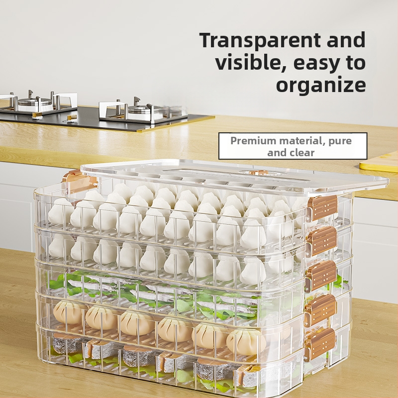 Cutie pentru gyoza, cu mai multe niveluri, depozitare robustă, potrivită pentru congelare, din plastic alimentar