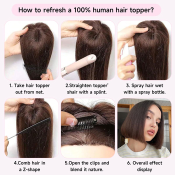 Top de păr țesut manual din păr uman, model 7×9 tip T, păr scurt drept, nu poate fi vopsit sau periat, oferă volum la creștet, stil european-american