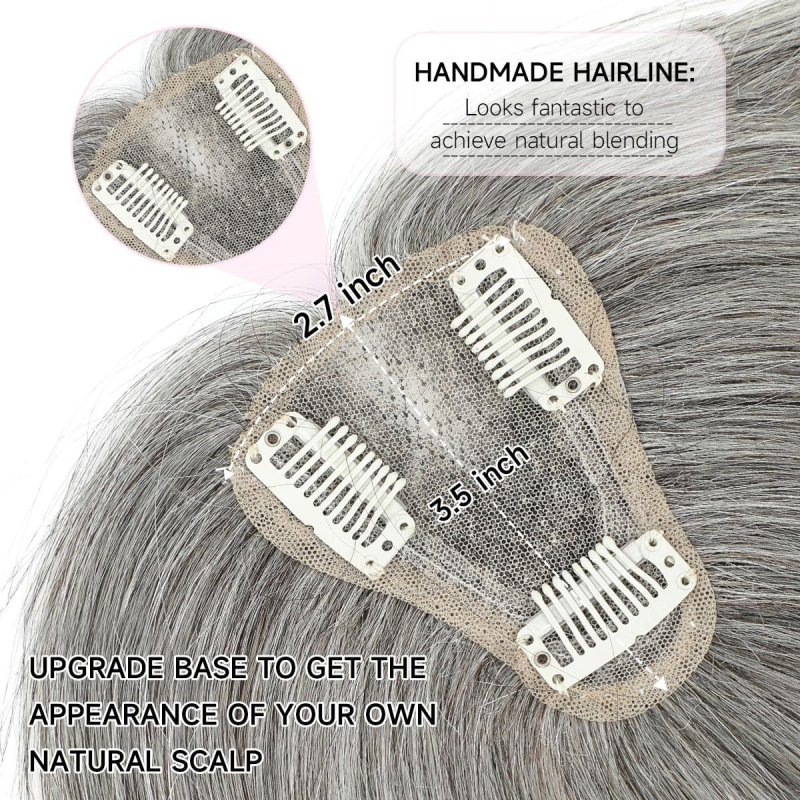 Top de păr țesut manual din păr uman, model 7×9 tip T, păr scurt drept, nu poate fi vopsit sau periat, oferă volum la creștet, stil european-american