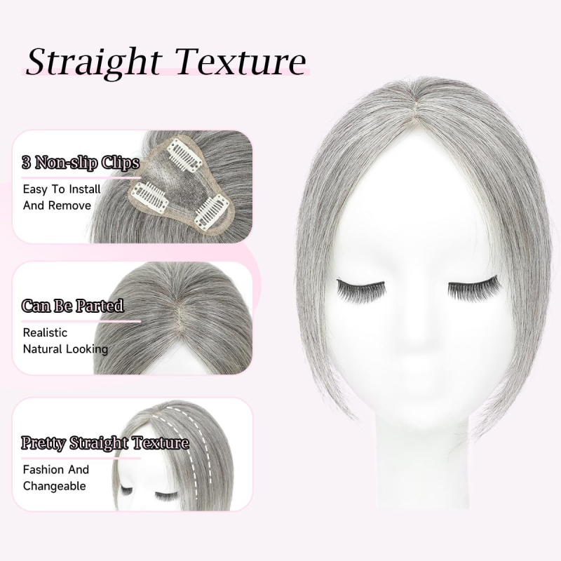 Top de păr țesut manual din păr uman, model 7×9 tip T, păr scurt drept, nu poate fi vopsit sau periat, oferă volum la creștet, stil european-american