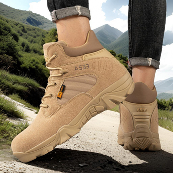 Pantofi de drumeție pentru bărbați, talpă joasă, din piele de vițel, talpă exterioară din cauciuc rezistent la abraziune, talpă intermediară din cauciuc, căptușeală din plasă, închidere cu șireturi în față