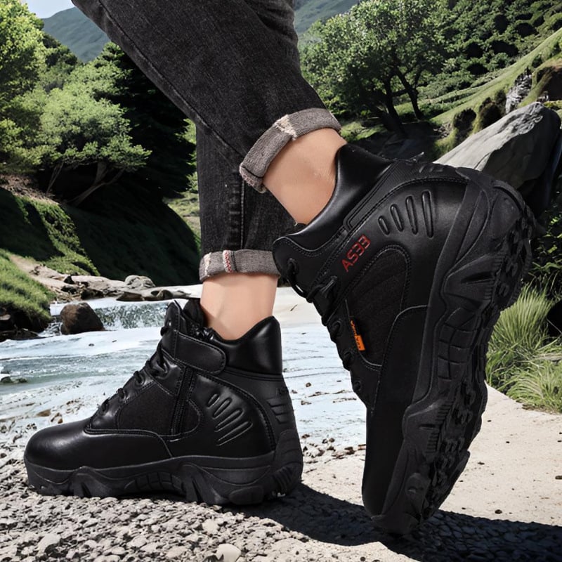 Pantofi de drumeție pentru bărbați, talpă joasă, din piele de vițel, talpă exterioară din cauciuc rezistent la abraziune, talpă intermediară din cauciuc, căptușeală din plasă, închidere cu șireturi în față