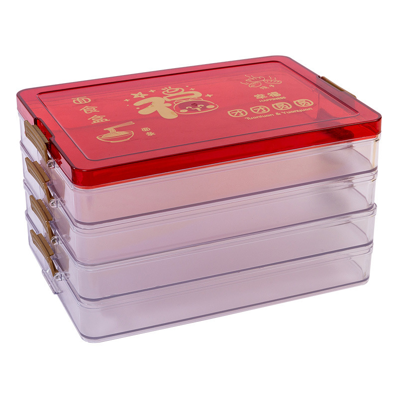 Kutija za pohranu dumplings - 2 L, plastični PP-PET, hlađena, Novi kineski stil