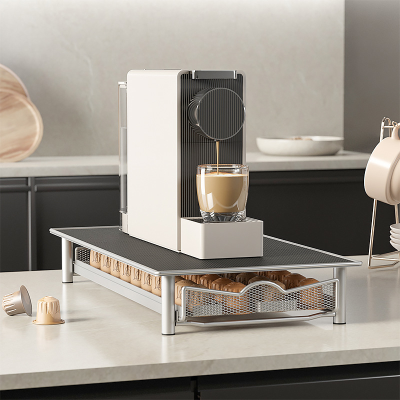 Love to pick up home Ladica‑tip kuhinjskog skladišta od karbonskog čelika za Nespresso kapsule – 1 razina, stolna instalacija, 6 kutija