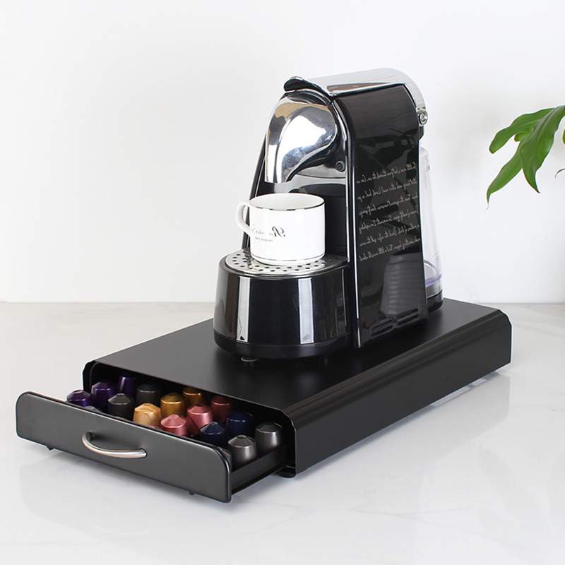 Love to pick up home Ladica‑tip kuhinjskog skladišta od karbonskog čelika za Nespresso kapsule – 1 razina, stolna instalacija, 6 kutija