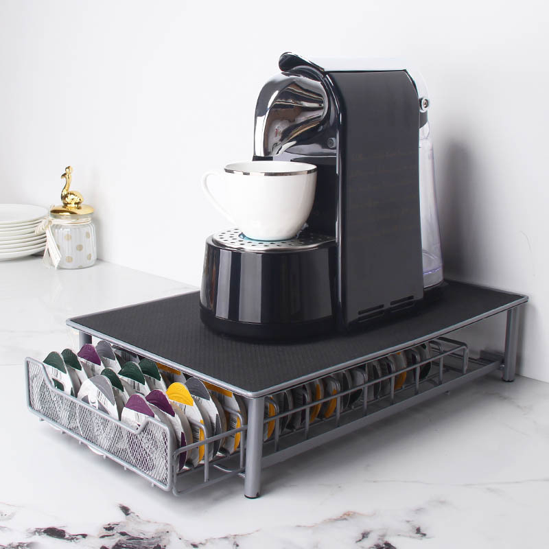 Love to pick up home Ladica‑tip kuhinjskog skladišta od karbonskog čelika za Nespresso kapsule – 1 razina, stolna instalacija, 6 kutija