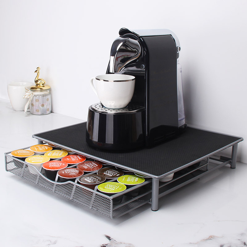 Love to pick up home Ladica‑tip kuhinjskog skladišta od karbonskog čelika za Nespresso kapsule – 1 razina, stolna instalacija, 6 kutija