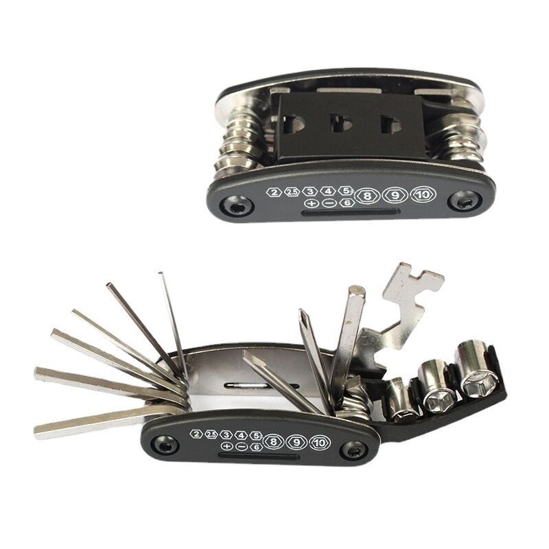 Set za popravak bicikla čeličnim višefunkcionalnim alatom i alatom za popravak guma