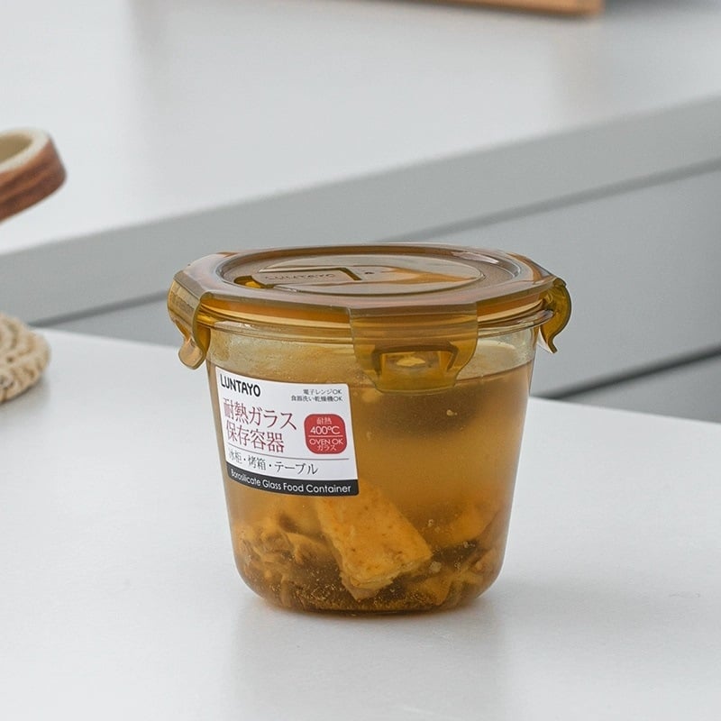 Luntayo cutie de stocare din sticlă, compatibilă cu cuptorul cu microunde, sticlă borosilicată rezistentă la căldură, pătrată, sigilată, 800–1000 ml