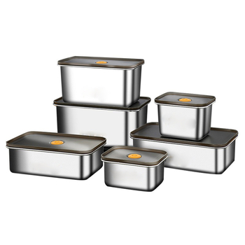Cutie dreptunghiulară de păstrare din oțel inoxidabil 304, grad alimentar, cu etanșare anti-verse și protecție anti-cadere, cutie pentru prânz pentru frigider/congelator, compatibilă cu microunde