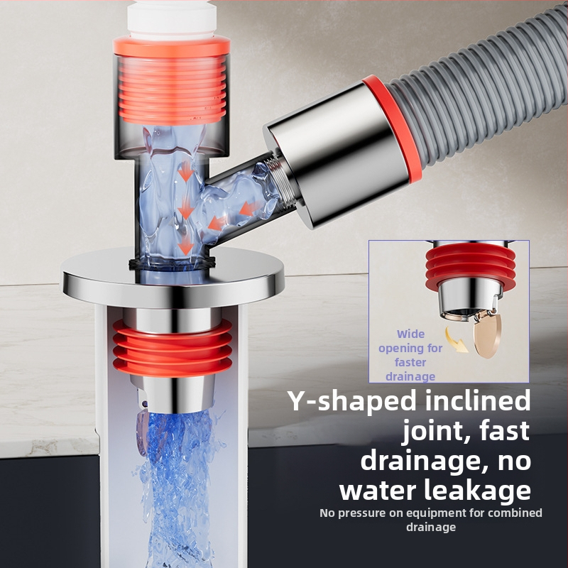 Trostruki odvodnik za balkonsku perilicu i odvod od poda, protiv mirisa, ABS materijal