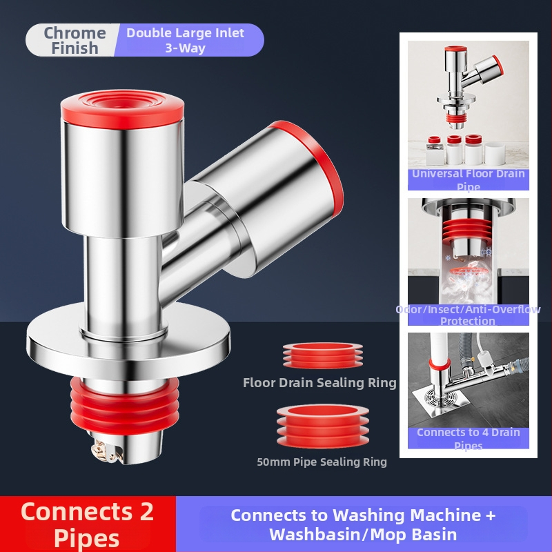 Trostruki odvodnik za balkonsku perilicu i odvod od poda, protiv mirisa, ABS materijal
