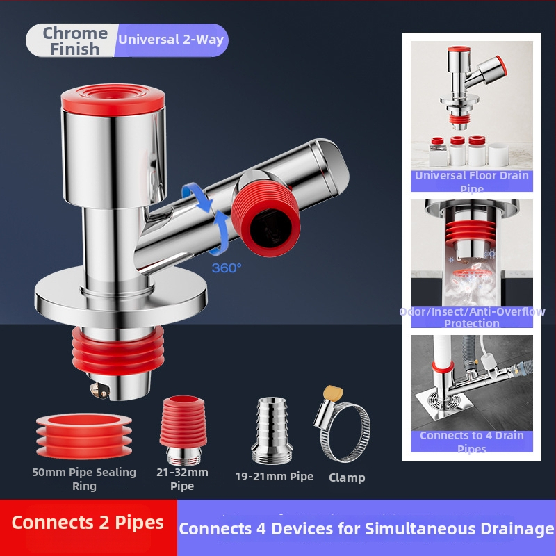 Trostruki odvodnik za balkonsku perilicu i odvod od poda, protiv mirisa, ABS materijal