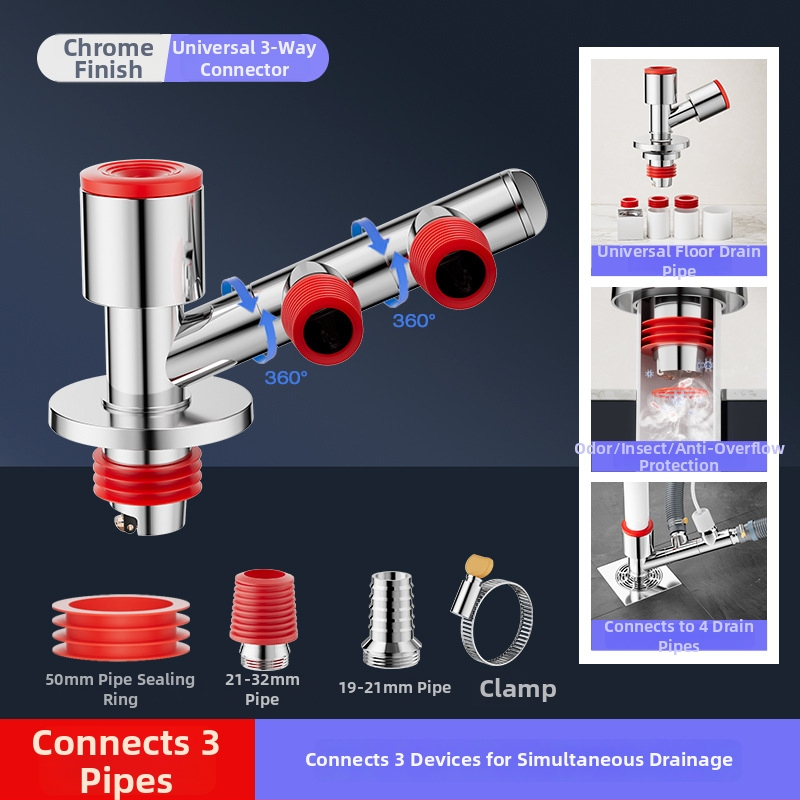 Trostruki odvodnik za balkonsku perilicu i odvod od poda, protiv mirisa, ABS materijal