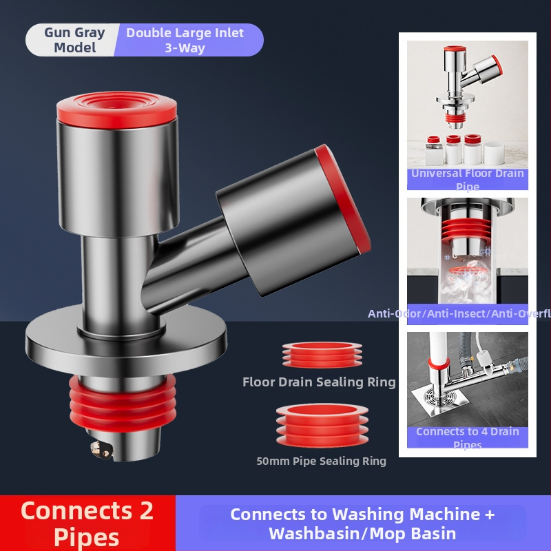 Trostruki odvodnik za balkonsku perilicu i odvod od poda, protiv mirisa, ABS materijal